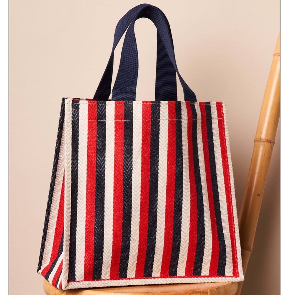 Striped Structured Tote Bag